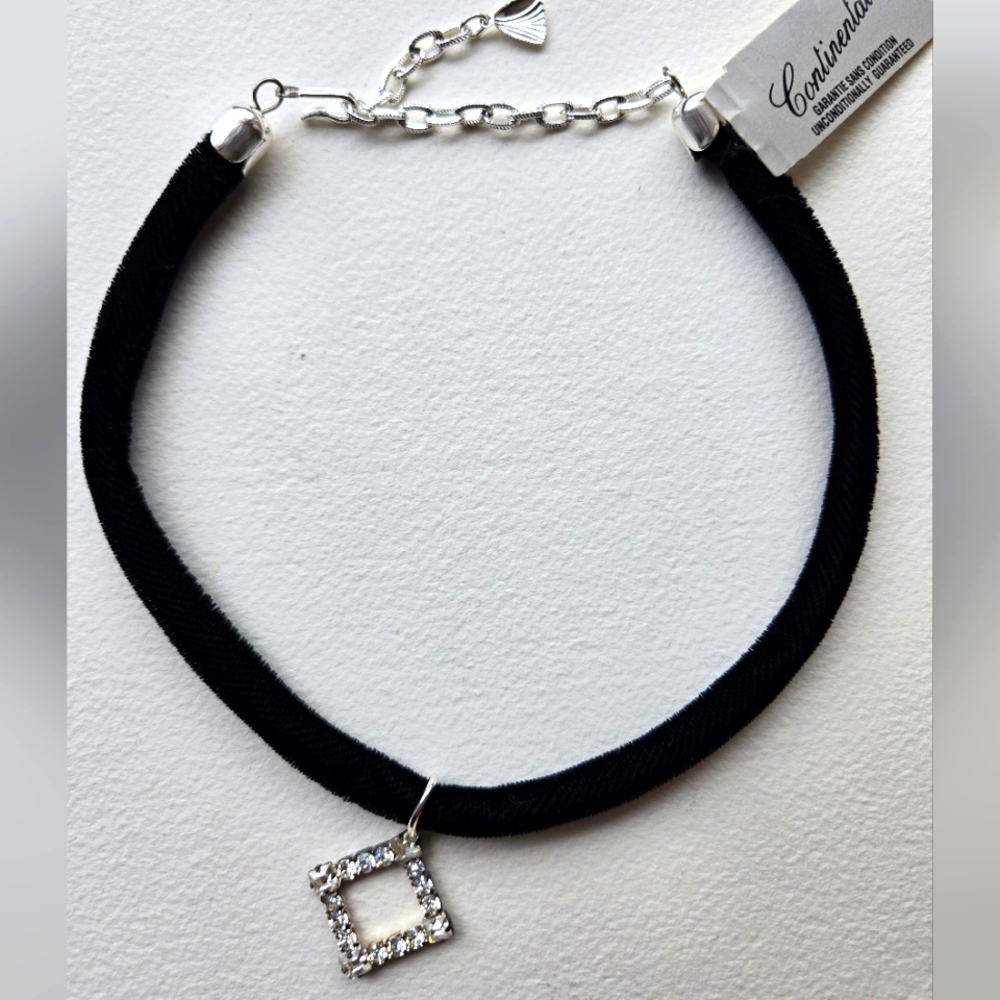 Black velvet Choker with Austrian Crystal Pendant